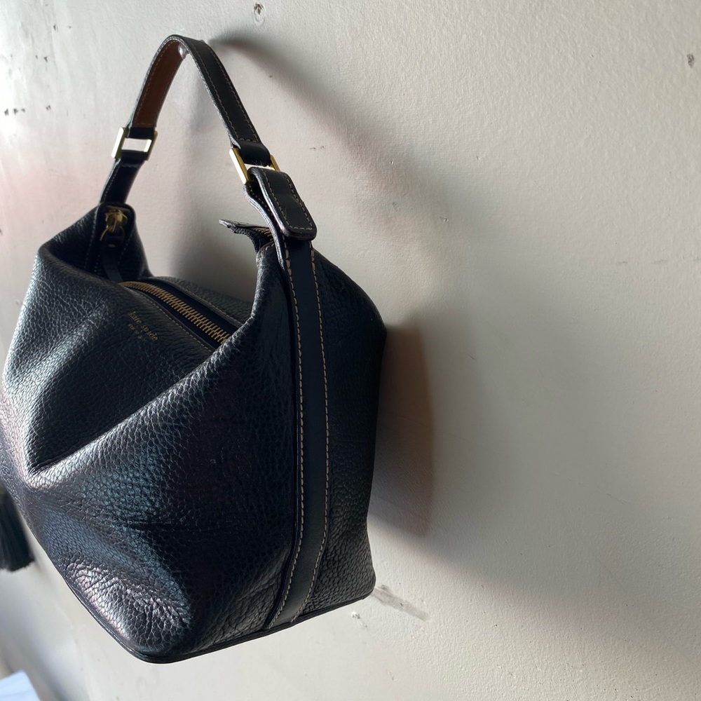 RARE Vintage Kate Spade Black Pebbled Leather Mini Hobo Made in Italy Y2K - Picture 8 of 14